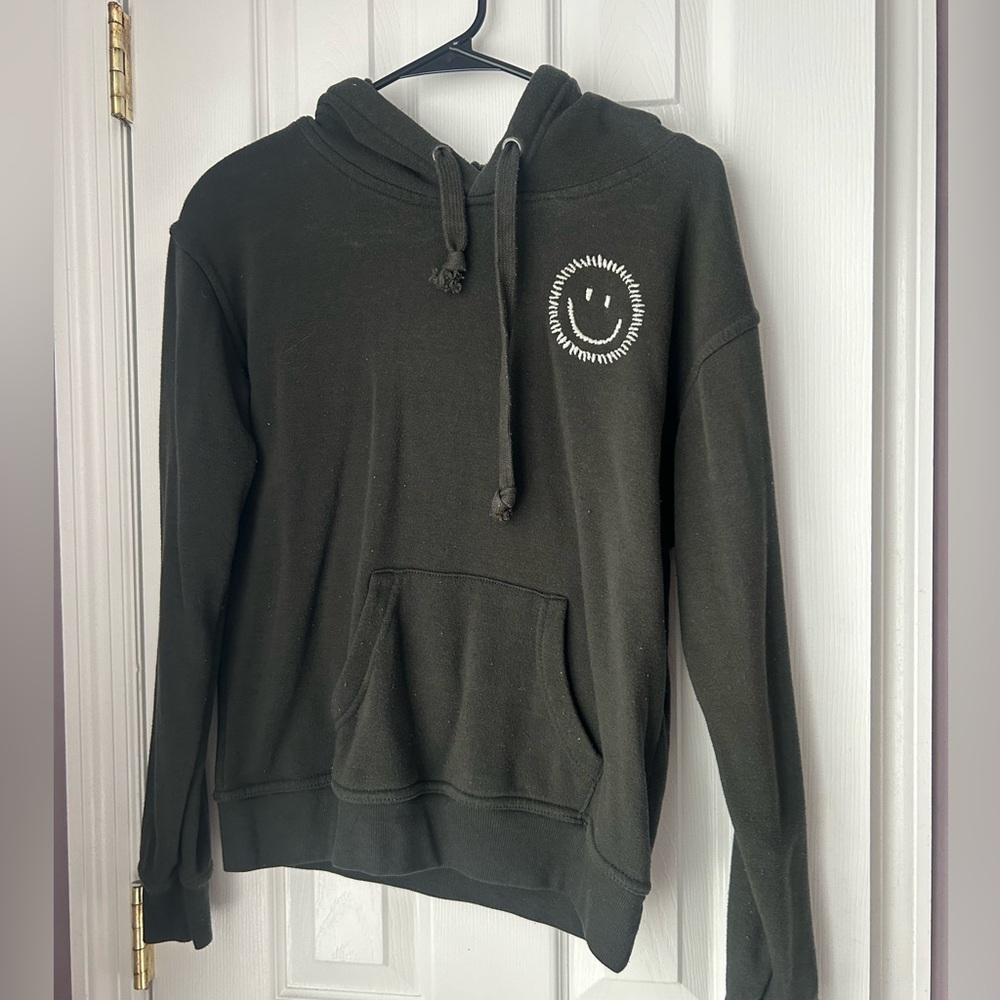 olive green patch sweatshirt